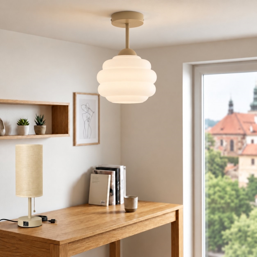 BRILAGI - LED påbygningslampe RETRO GLASS 1xE27/60W/230V Ø 20 cm beige/hvid