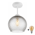 BRILAGI - LED påbygningslampe RETRO GLASS 1xE27/60W/230V Ø 25 cm hvid/røget grå