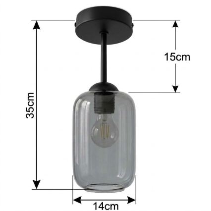 BRILAGI - LED påbygget loftlampe RETRO GLASS 1xE27/60W/230V Ø 14 cm sort/røget grå