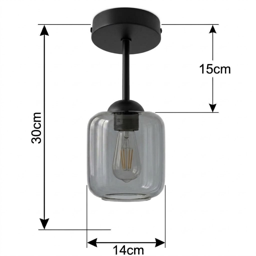 BRILAGI - LED overflademonteret loftlampe RETRO GLASS 1xE27/60W/230V Ø 14 cm sort/røget grå