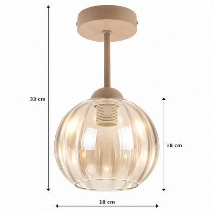 BRILAGI - LED påbygningsloftlampe RETRO GLASS 1xE27/60W/230V Ø 18 cm beige/røgfarvet beige