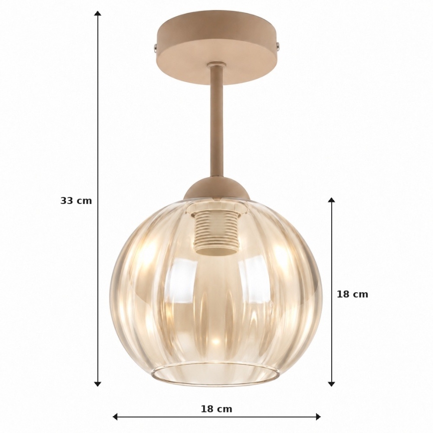 BRILAGI - LED påbygningsloftlampe RETRO GLASS 1xE27/60W/230V Ø 18 cm beige/røgfarvet beige