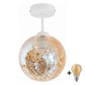 BRILAGI - LED Påbygningslysekrone RETRO GLASS 1xE27/60W/230V Ø 17 cm hvid/røget beige