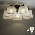 BRILAGI - LED påmonteret loftlampe LATTE 5xE27/15W/230V fyrretræ/hvid