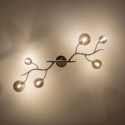 Brilagi - LED-påmonteret loftlampe MISTEL 6xG9/3W/230V sort krom/røget