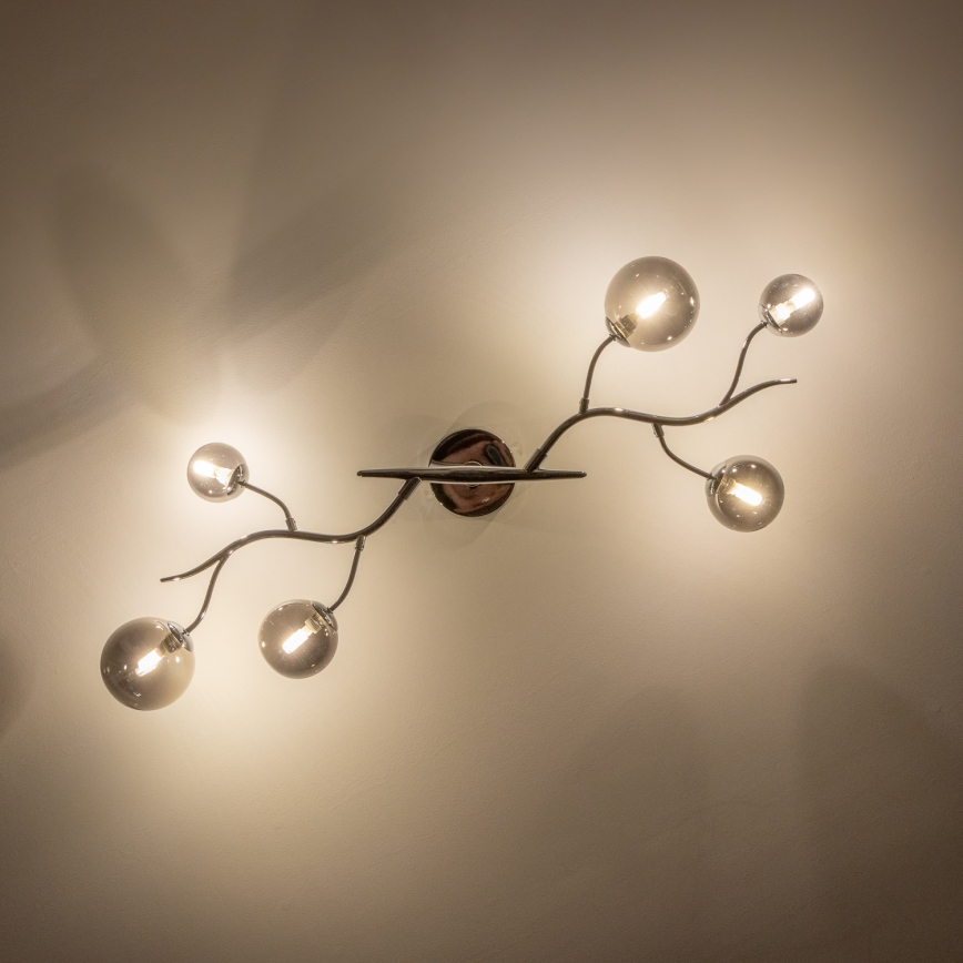 Brilagi - LED-påmonteret loftlampe MISTEL 6xG9/3W/230V sort krom/røget