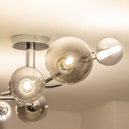 Brilagi - LED-påmonteret loftlampe MISTEL 6xG9/3W/230V sort krom/røget