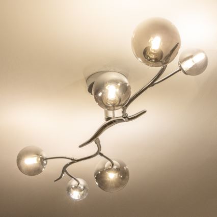 Brilagi - LED-påmonteret loftlampe MISTEL 6xG9/3W/230V sort krom/røget