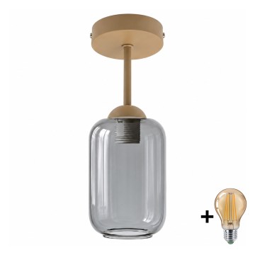 BRILAGI - LED Påmonteret loftlampe RETRO GLASS 1xE27/60W/230V Ø 14 cm beige/røggrå