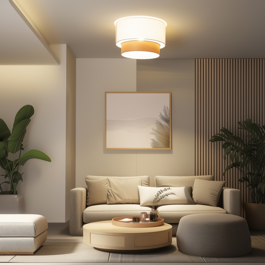 Brilagi - LED påmonteret lysekrone CERIA 1xE27/40W/230V Ø 50 cm hvid/beige