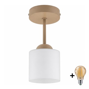 BRILAGI - LED påmonteret lysekrone RETRO GLASS 1xE27/60W/230V Ø 10 cm beige/hvid