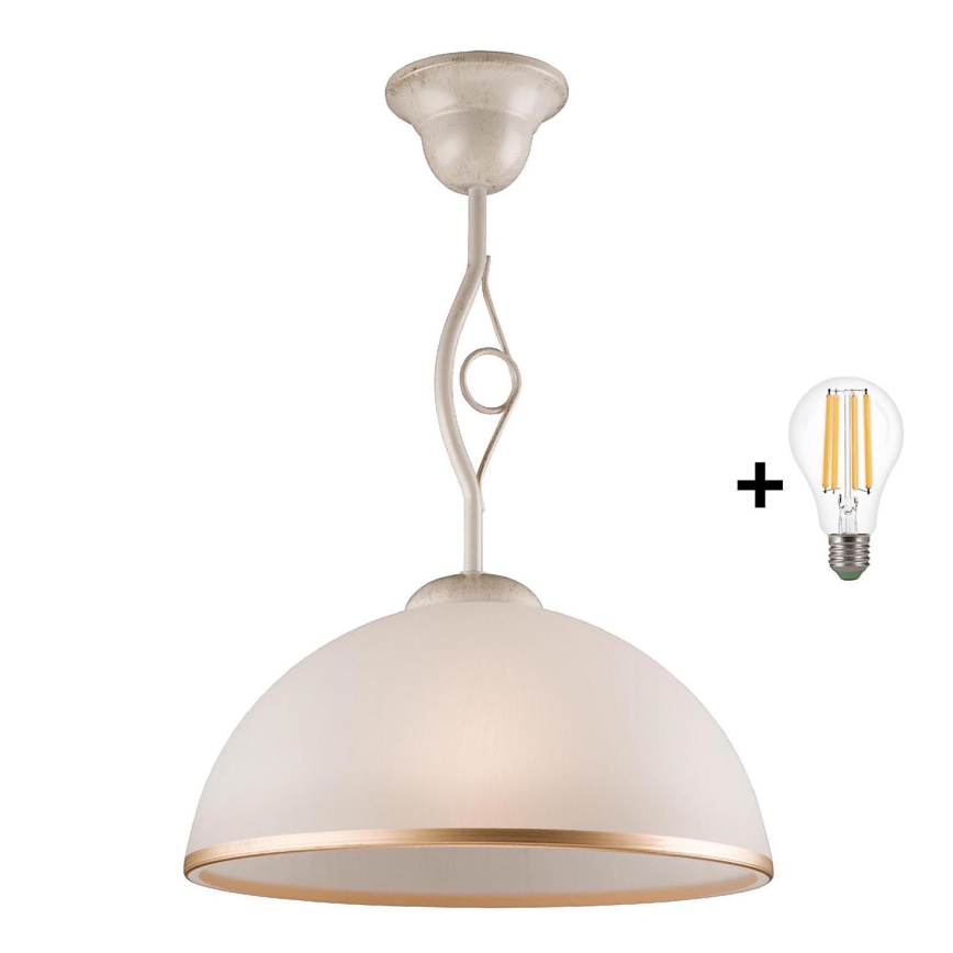 Brilagi - LED pendel ANTICO 1xE27/60W/230V hvid patina