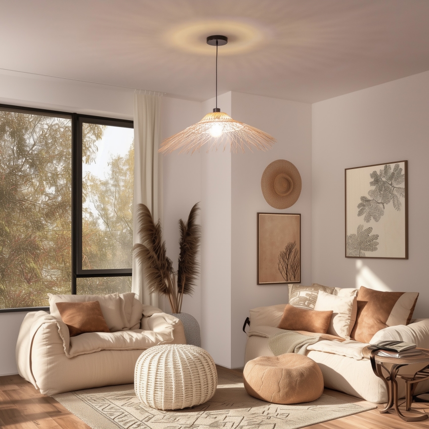 Brilagi - LED-pendel CERIA BOHO på wire, 1xE27/40W/230V, Ø 100 cm, bambus