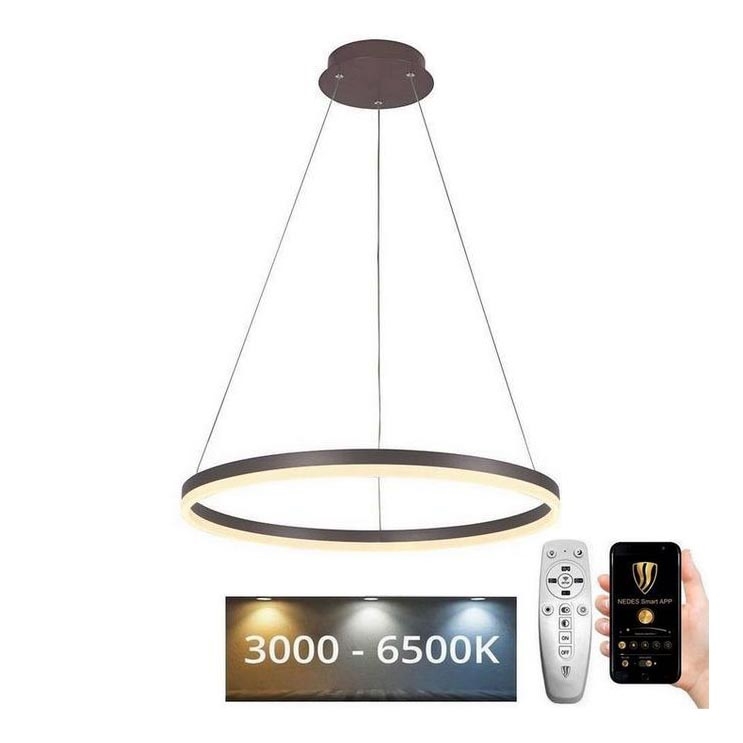 Brilagi - LED pendel dæmpbar CIRCLE LED/42W/230V 3000-6500K brun + fjernbetjening