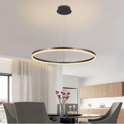 Brilagi - LED pendel dæmpbar CIRCLE LED/55W/230V 3000-6500K brun + fjernbetjening