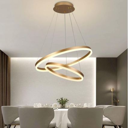 Brilagi - LED pendel dæmpbar CIRCLE LED/70W/230V 3000-6500K guldfarvet + fjernbetjening