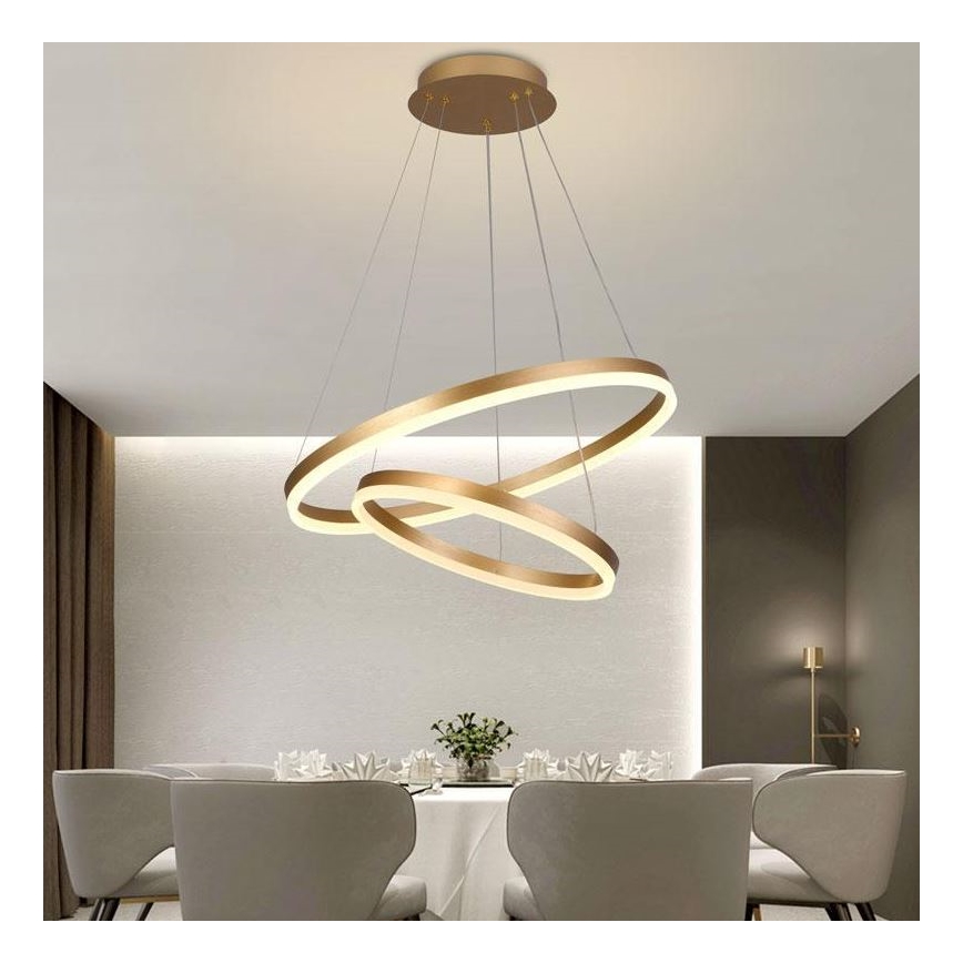 Brilagi - LED pendel dæmpbar CIRCLE LED/70W/230V 3000-6500K guldfarvet + fjernbetjening