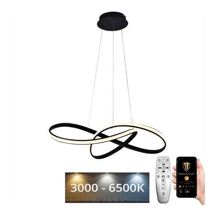 Brilagi - LED pendel dæmpbar COSMOWAVE LED/70W/230V sort + fjernbetjening