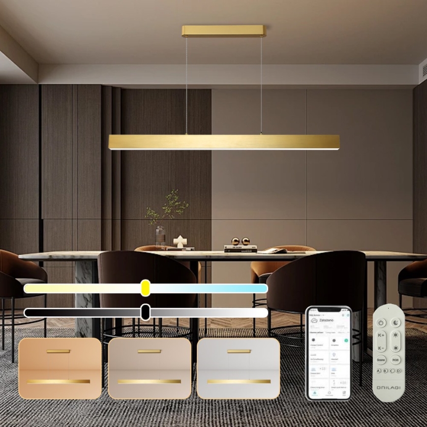 Brilagi - LED pendel dæmpbar SLEEKLINE SMART LED/40W/230V 3000-6000K Wi-Fi Tuya guldfarvet + fjernbetjening