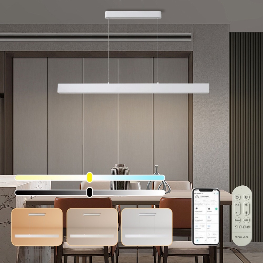 Brilagi - LED pendel dæmpbar SLEEKLINE SMART LED/40W/230V 3000-6000K Wi-Fi Tuya hvid + fjernbetjening