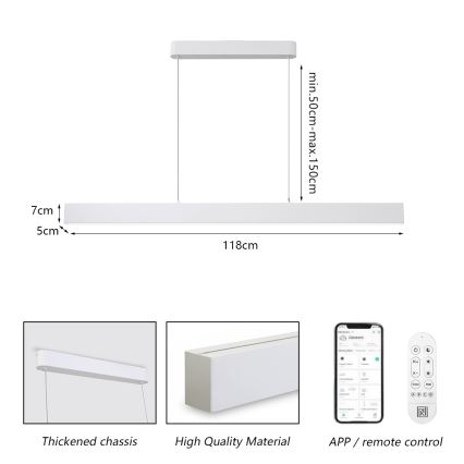 Brilagi - LED pendel dæmpbar SLEEKLINE SMART LED/40W/230V 3000-6000K Wi-Fi Tuya hvid + fjernbetjening