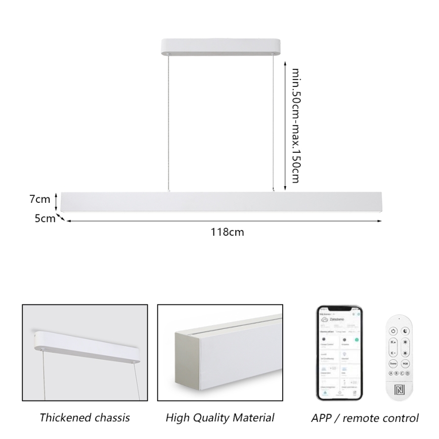 Brilagi - LED pendel dæmpbar SLEEKLINE SMART LED/40W/230V 3000-6000K Wi-Fi Tuya hvid + fjernbetjening