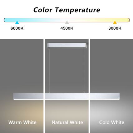 Brilagi - LED pendel dæmpbar SLEEKLINE SMART LED/40W/230V 3000-6000K Wi-Fi Tuya sølvfarvet + fjernbetjening