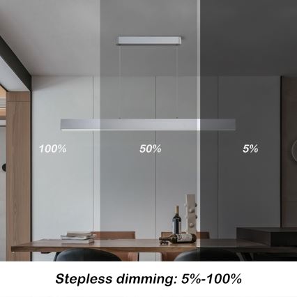 Brilagi - LED pendel dæmpbar SLEEKLINE SMART LED/40W/230V 3000-6000K Wi-Fi Tuya sølvfarvet + fjernbetjening