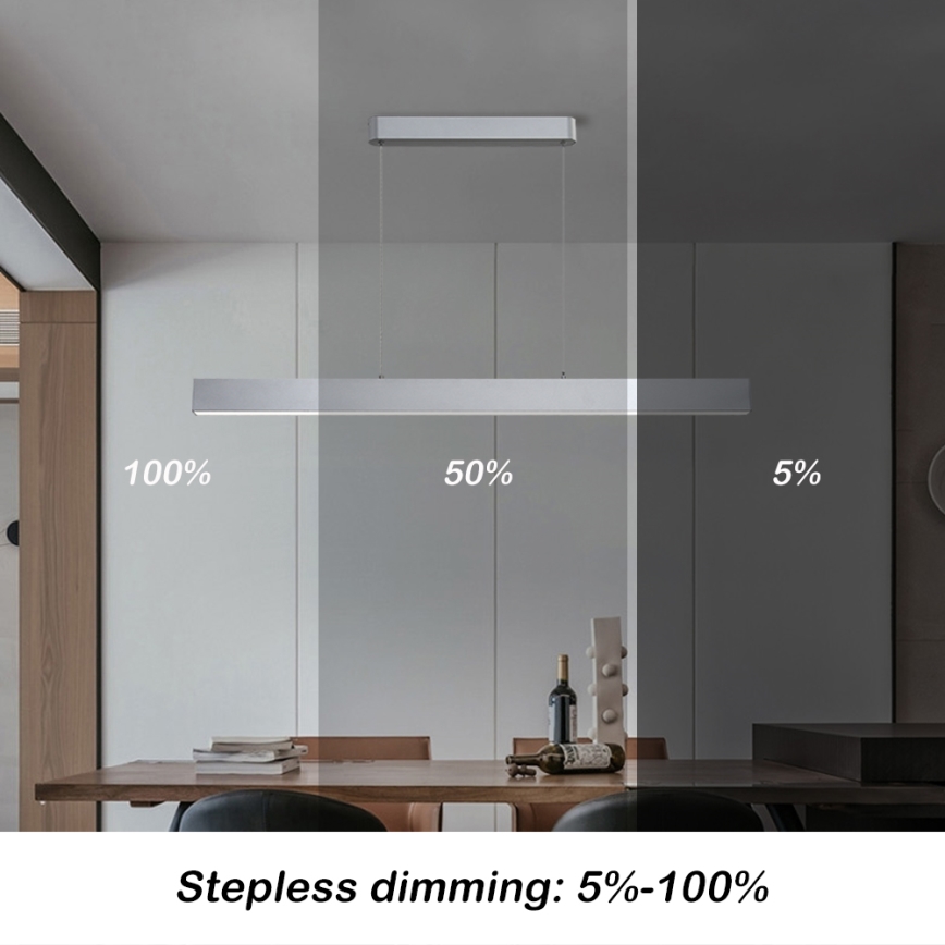 Brilagi - LED pendel dæmpbar SLEEKLINE SMART LED/40W/230V 3000-6000K Wi-Fi Tuya sølvfarvet + fjernbetjening