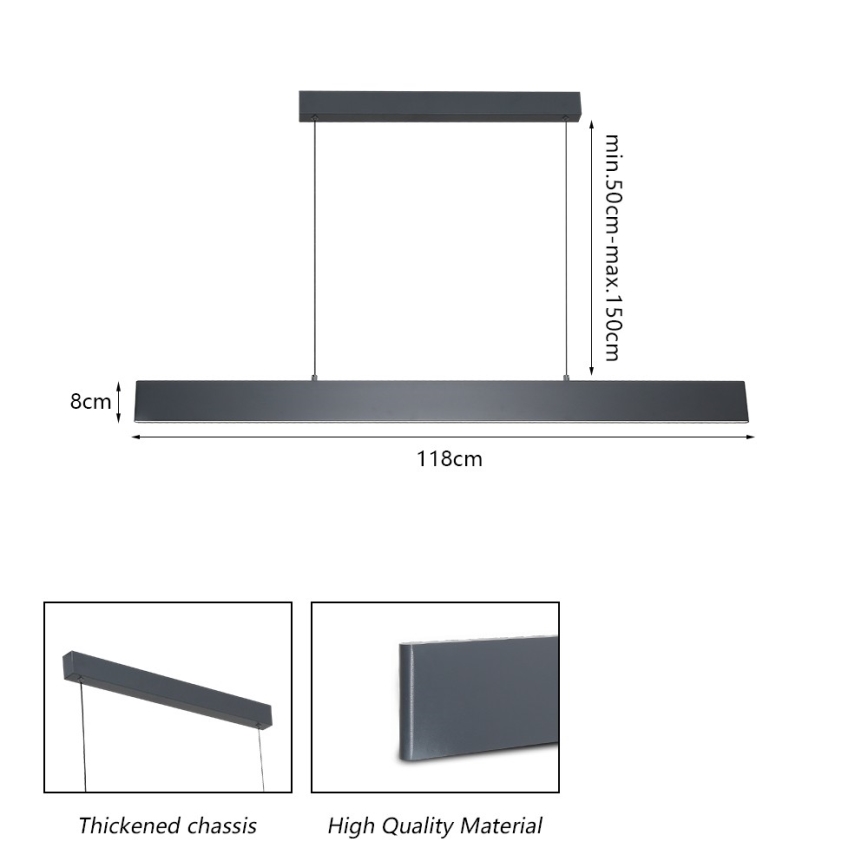 Brilagi - LED pendel dæmpbar SLIMLINE LED/40W/230V 3000-6000K antracit + fjernbetjening