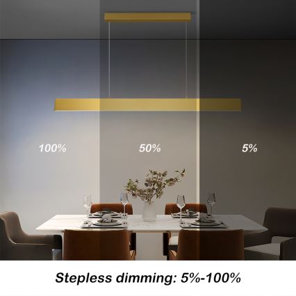 Brilagi - LED pendel dæmpbar SLIMLINE LED/40W/230V 3000-6000K guldfarvet + fjernbetjening