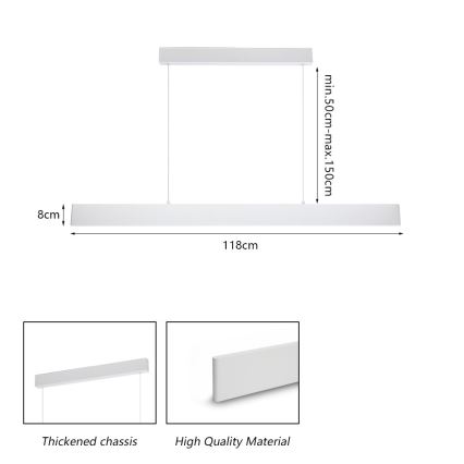 Brilagi - LED pendel dæmpbar SLIMLINE LED/40W/230V 3000-6000K hvid + fjernbetjening