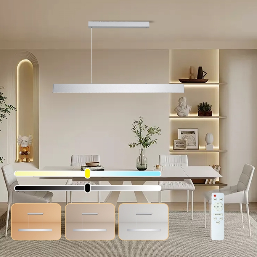 Brilagi - LED pendel dæmpbar SLIMLINE LED/40W/230V 3000-6000K sølvfarvet + fjernbetjening