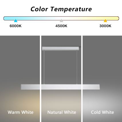 Brilagi - LED pendel dæmpbar SLIMLINE LED/40W/230V 3000-6000K sølvfarvet + fjernbetjening