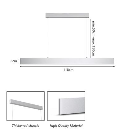 Brilagi - LED pendel dæmpbar SLIMLINE LED/40W/230V 3000-6000K sølvfarvet + fjernbetjening