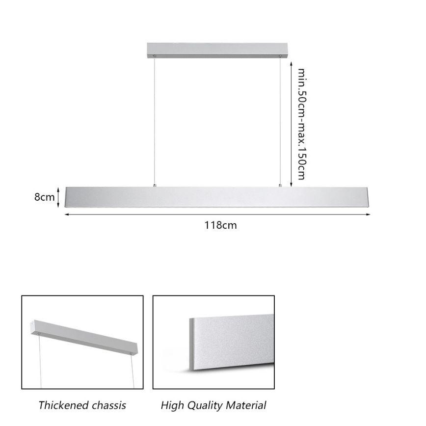 Brilagi - LED pendel dæmpbar SLIMLINE LED/40W/230V 3000-6000K sølvfarvet + fjernbetjening
