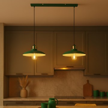 Brilagi - LED Pendel FLAMENGO 2xE27/60W/230V grøn