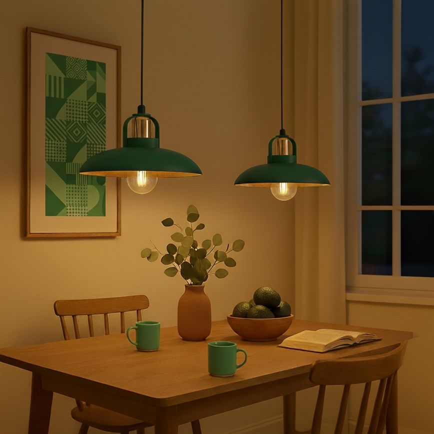 Brilagi - LED Pendel FLAMENGO 2xE27/60W/230V grøn