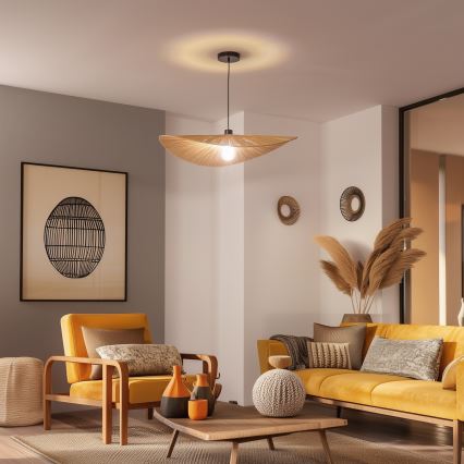 Brilagi - LED-pendel i boho-stil CERIA BOHO, ophængt i wire, 1xE27/40W/230V, Ø 80 cm, raffia