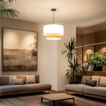 Brilagi - LED-pendel i wireophæng CERIA 1xE27/40W/230V Ø 50 cm hvid/beige