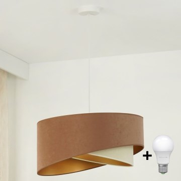 Brilagi - LED pendel LYRA 1xE27/15W/230V brun/cremefarvet/guldfarvet