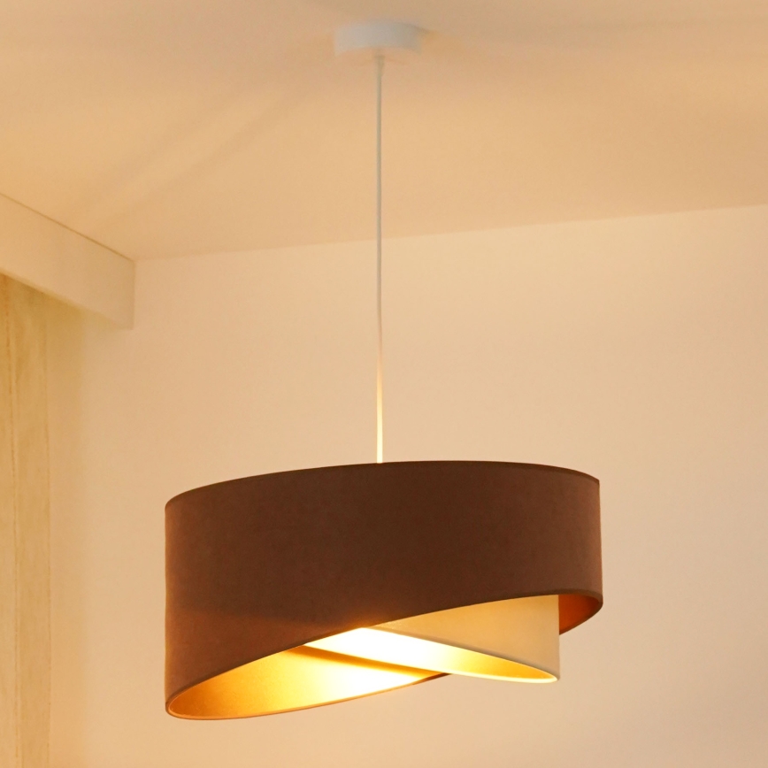 Brilagi - LED pendel LYRA 1xE27/15W/230V brun/cremefarvet/guldfarvet