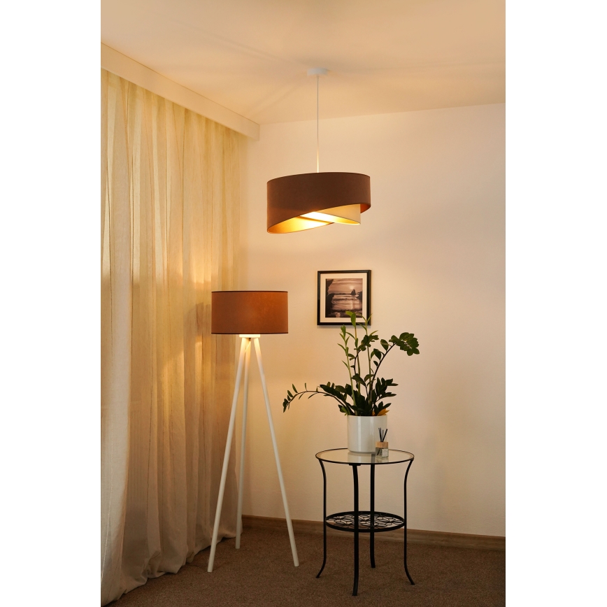 Brilagi - LED pendel LYRA 1xE27/15W/230V brun/cremefarvet/guldfarvet