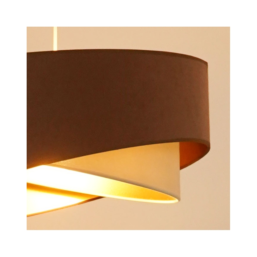Brilagi - LED pendel LYRA 1xE27/15W/230V brun/cremefarvet/guldfarvet