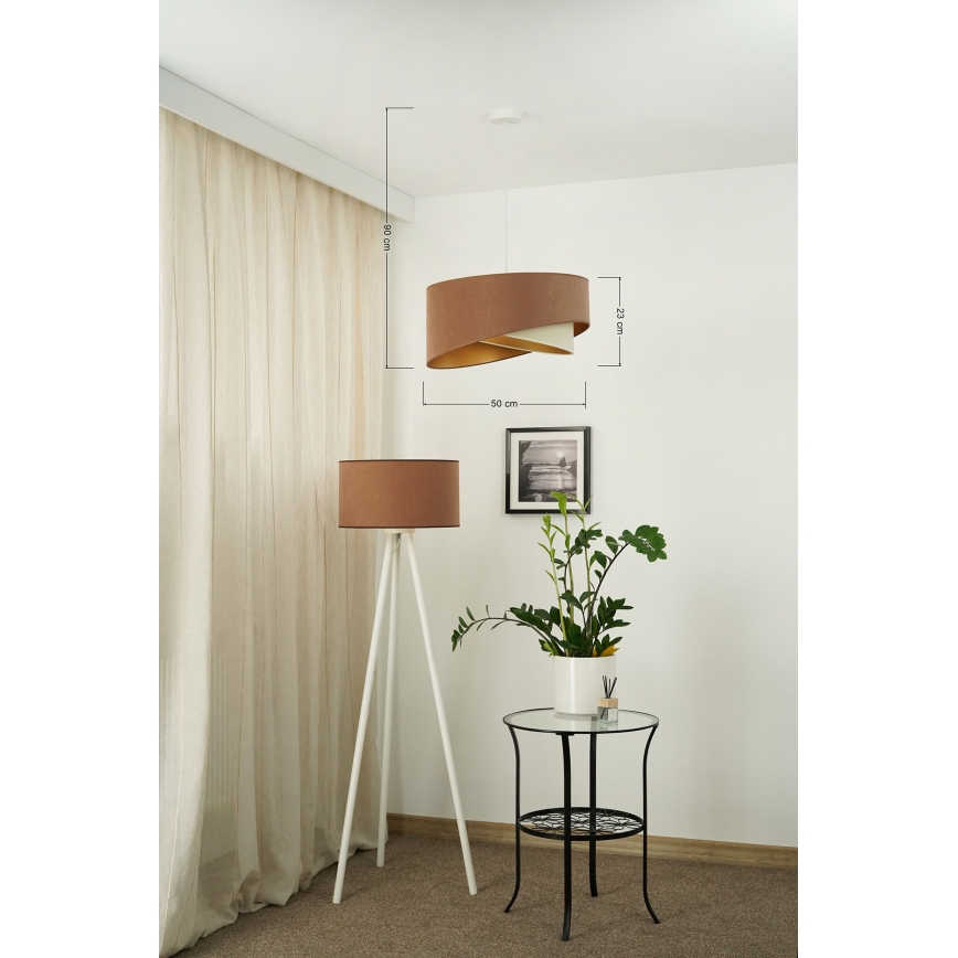 Brilagi - LED pendel LYRA 1xE27/15W/230V brun/cremefarvet/guldfarvet