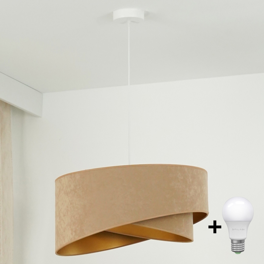 Brilagi - LED pendel LYRA 1xE27/15W/230V brun/guldfarvet