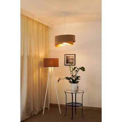 Brilagi - LED pendel LYRA 1xE27/15W/230V brun/guldfarvet