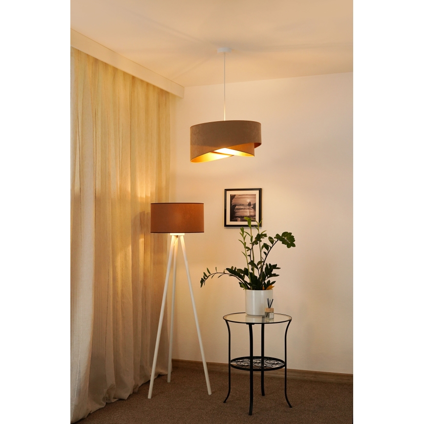 Brilagi - LED pendel LYRA 1xE27/15W/230V brun/guldfarvet