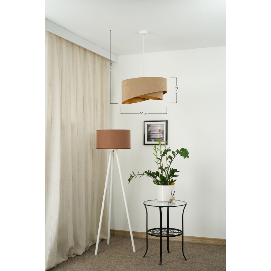 Brilagi - LED pendel LYRA 1xE27/15W/230V brun/guldfarvet