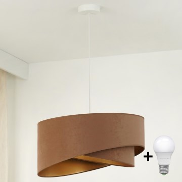 Brilagi - LED pendel LYRA 1xE27/15W/230V brun/guldfarvet